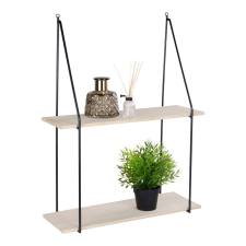 Haag polc, 2 natúr fa polccal, fekete keret 55x21 cm bútor