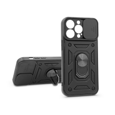 Haffner Apple iPhone 13 Pro ütésálló hátlap gyűrűvel és kameravédővel - Slide Armor -   fekete (PT-6685) tok és táska
