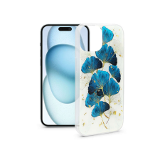 Haffner Apple iPhone 15 Plus szilikon hátlap - Gold Glam - leaves tok és táska