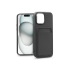 Haffner Apple iPhone 15 Plus szilikon hátlap kártyatartóval - Card Case - fekete
