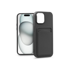 Haffner Apple iPhone 15 Plus szilikon hátlap kártyatartóval - Card Case - fekete tok és táska