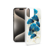 Haffner Apple iPhone 15 Pro Max szilikon hátlap - Gold Glam - leaves (HF632739) tok és táska