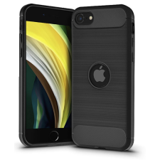 Haffner Carbon szilikon hátlap logo kivágással iPhone SE 2020 fekete tok és táska
