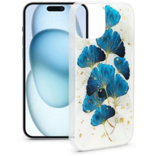 Haffner Gold Glam szilikon hátlap iPhone 15 Plus fehér-levél tok és táska