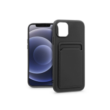 Haffner iPhone 12/12 Pro szilikon hátlap kártyatartóval fekete (PT-6691) tok és táska