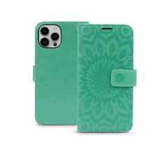 Haffner Mezzo Book Flip bőrtok - Apple iPhone 15 - mandala zöld tok és táska