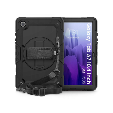 Haffner Samsung T500/T505 Galaxy Tab A7 10.4 ütésálló védőtok 360 fokos védelemmel, 4H kijelzővédő üveggel - Solid - fekete (ECO csomagolás) tok és táska