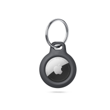 Haffner Szilikon védőtok és rögzítő kulcstartó Apple AirTag nyomkövetőhöz - Rough - fekete (ECO csomagolás) tok és táska