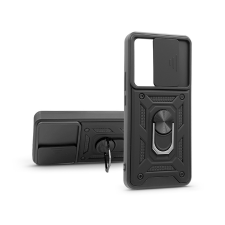 Haffner Xiaomi 12T/12T Pro ütésálló hátlap gyűrűvel és kameravédővel - Defender Slide - fekete tok és táska