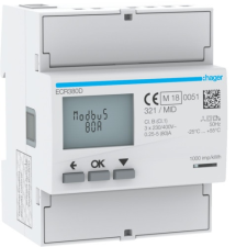 Hager ECR380D fogyasztásmérő 3 fázis 80A, MODBUS, MID villanyszerelés