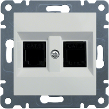 Hager Lumina WL2020 telefoncsatlakozó 2xRJ11, fehér burkolattal, keret nélkül villanyszerelés