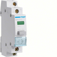 Hager SVN413 Nyomókapcsoló, 1Z, 16A, 230V AC, zöld jelzőlámpával, moduláris, 1M villanyszerelés