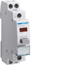 Hager SVN452 Nyomógomb, 1Z+1NY, 16A, 230V AC, piros LED-del, moduláris, 1M villanyszerelés