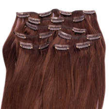 HairExtensionShop Csatos Emberi Póthaj Középbarna Színben 40cm (Szín #6) póthaj
