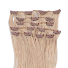 HairExtensionShop Csatos Emberi Póthaj Világos Platinaszőke Színben 40cm (Szín #60) póthaj