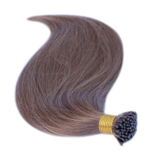 HairExtensionShop Keratinos I-TIP Emberi Póthaj Mikró Gyűrűzéshez Sötétszőke 50cm (Szín #12) póthaj