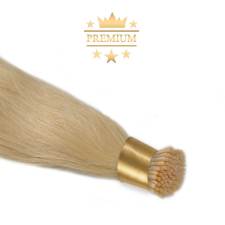 HairExtensionShop Prémium I-TIP Póthaj Platinaszőke Mikrogyűrűs Hajhosszabbításhoz 70cm (Szín #613) póthaj