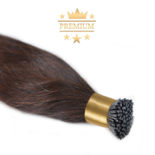 HairExtensionShop Prémium I-TIP Póthaj Sötétbarna Mikrogyűrűs Hajhosszabbításhoz 70cm (Szín #4) póthaj