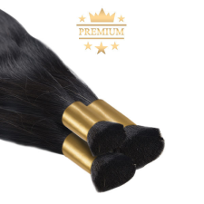 HairExtensionShop Prémium Natúr Póthaj Natúrfekete Super Double Drawn 50cm (Szín #1b) póthaj