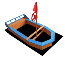  Hajó formájú homokozó zászlórúddal 150x78x100cm homokozó