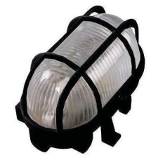 Hajólámpa ovális műanyag ráccsal max.100W zárt fekete kültéri világítás