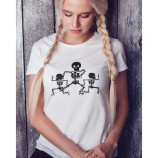  Halloween feliratos póló - Női póló halloweenre - Three skeletons