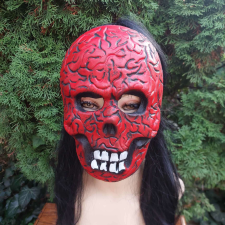 Halloween piros nyúzott koponya maszk jelmez