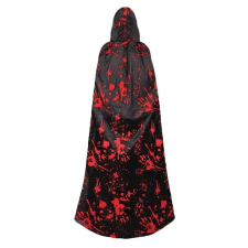 Halloweeni csuklyás köpeny , véres kéz mintázattal , felnőtteknek dekoráció