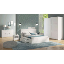  Hálószoba szett (ágy/2db éjjeliszekrény/szekrény), fehér, RAMIAK bútor