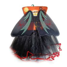 Haloween-i fekete angyal jelmez tüll szoknyával kislányoknak 2 db-os jelmez