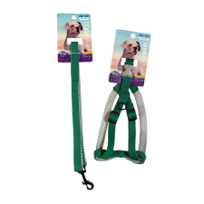  Hám + póráz szett – zöld, S méret nyakörv, póráz, hám kutyáknak