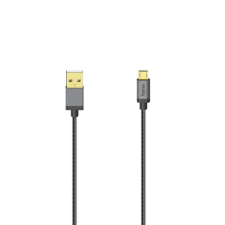 Hama 00200500 micro usb kábel, 480 mbps, metál, fekete, 0,75 m kábel és adapter