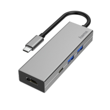 Hama 200107 ezüst USB 3.1 Type-C HUB (2x USB A, 1x USB TYPE-C, HDMI) hub és switch