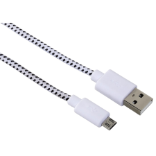 Hama 20075 USB 2.0 - micro USB szövetburkolatos kábel 1m - Fehér kábel és adapter