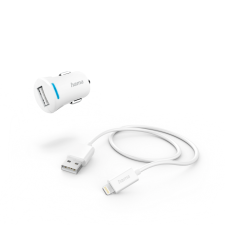 Hama 201610 USB-A Autós töltő + töltőkábel - Fehér (12W) mobiltelefon kellék