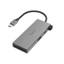 Hama 6 port USB-C 2xUSB-A +USB-C +HDMI +SD +microSD Multiport hub/kártyaolvasó ezüst (00200110) (h00200110) laptop kellék