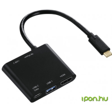 Hama Hama 135729 USB-C apa - USB-C + 2x USB-A + HDMI anya adapter - Fekete kábel és adapter