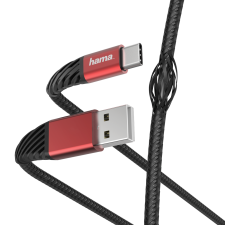 Hama Prime Line USB-A apa - USB-C apa 2.0 Adat és töltőkábel - Fekete/Piros (1.5m) kábel és adapter