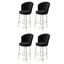 Hanah Home Alte Black and Chrome bárszék szett, 4 db, fekete, 4 db bútor