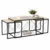  Hanah Home Coffee Table Set Travertine Black Defne - Black, Travertine