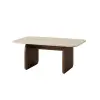  Hanah Home Coffee Table Travertine Milano Walnut Pietra - Travertine, Milano Walnut