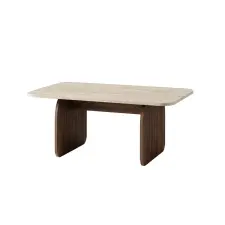  Hanah Home Coffee Table Travertine Milano Walnut Pietra - Travertine, Milano Walnut bútor