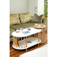  Hanah Home Dohányzóasztal szett Fehér Zafír Tölgy Peka111-125 - Fehér, Zafír Tölgy bútor