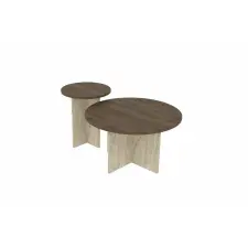  Hanah Home Dohányzóasztal szett WalnutTravertine Private - dió, travertínó bútor