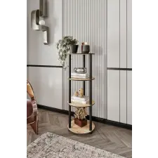  Hanah Home Tölgyfa könyvespolc, 4 szintes, kerek bútor