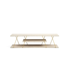  Hanah Home TV Stand Travertine Gold Canaz - Gold, Travertine bútor