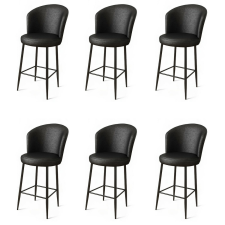Hanah Home Uras Black and Black bárszék szett, 6 db, fekete, 6 db bútor