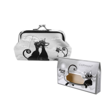 Hanipol Carmani Műbőr pénztárca 20x10x1cm,fekete macskás pénztárca