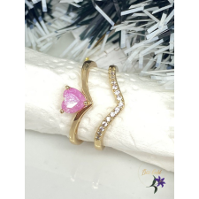  Hanna duó lilaköves és apróköves antiallergén gyűrű 18K - rózsaszín gyűrű