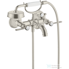Hansgrohe AXOR MONTREUX kétkaros kádtöltő csaptelep zuhanyszettel,rozsdamentes acél hatású 16551800 csaptelep